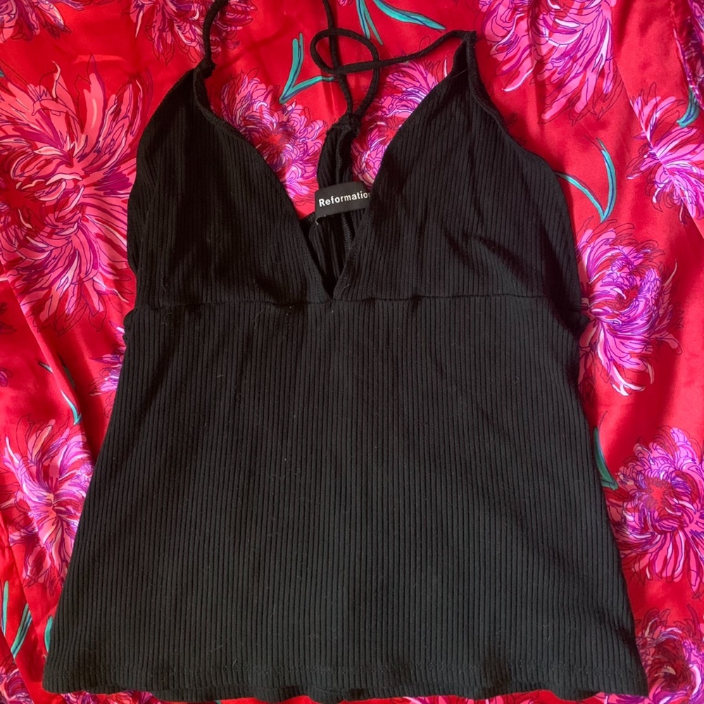 Reformation Black sexy plunge top